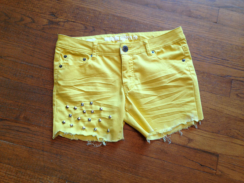 Yellow Studded Shorts