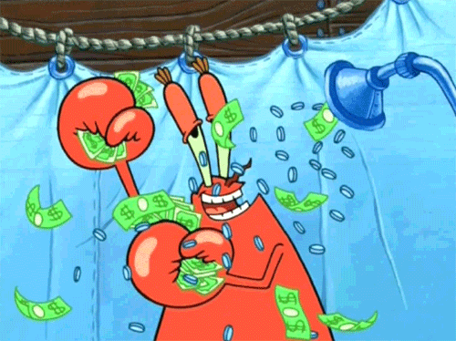 Mr. Krabs Money Shower GIF