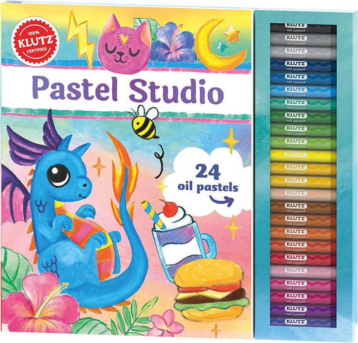 Product packaging for Klutz Pastel Studio Kit featuring 24 colorful pastels
