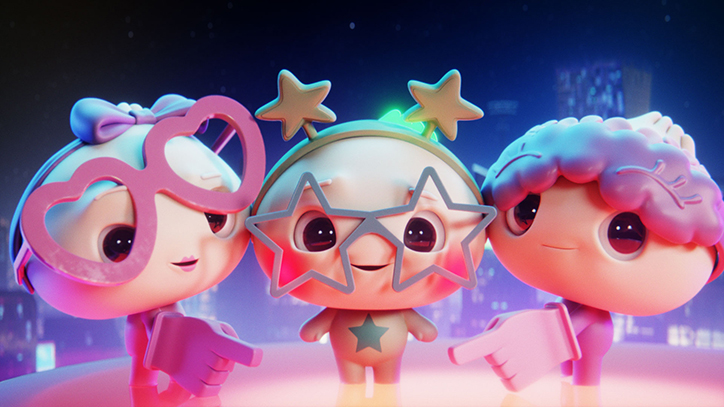 Screenshot of Dee, Dip, and Doe from My Squishy Little Dumplings music video for Can You Resist the Squish?