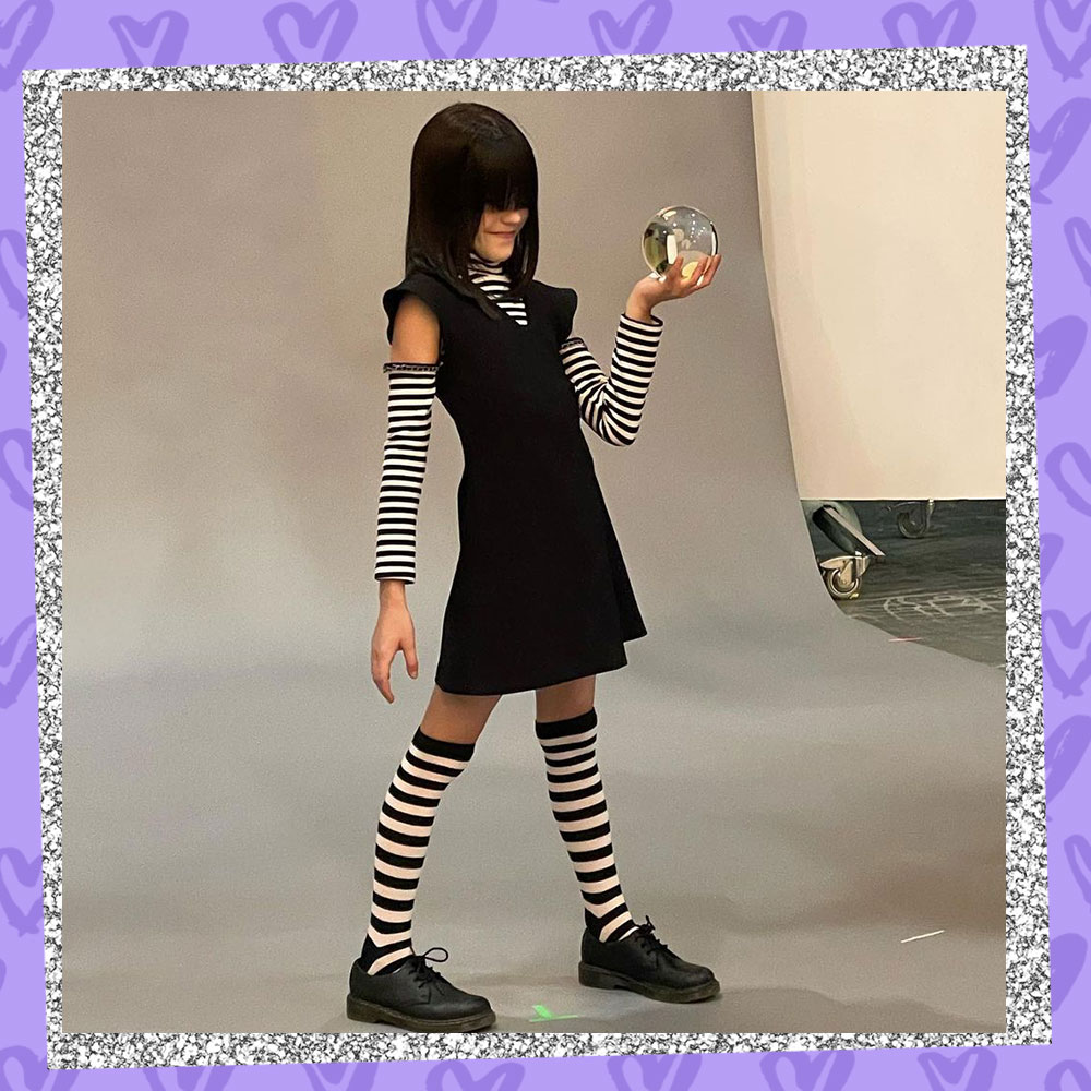 Aubin Bradley in costume as Lucy Loud on the set of A Loud House Christmas