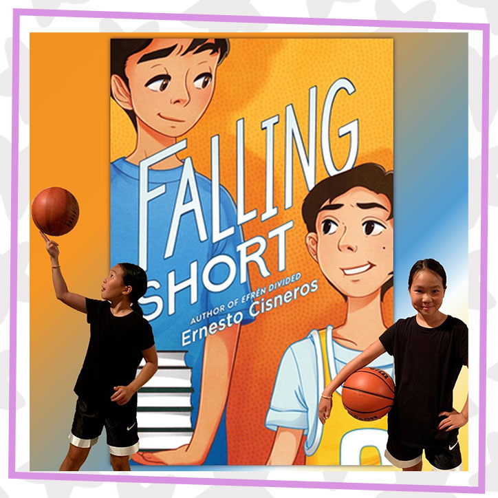 BookTuber Read With Val poses with a basketball in front of the Falling Short book cover