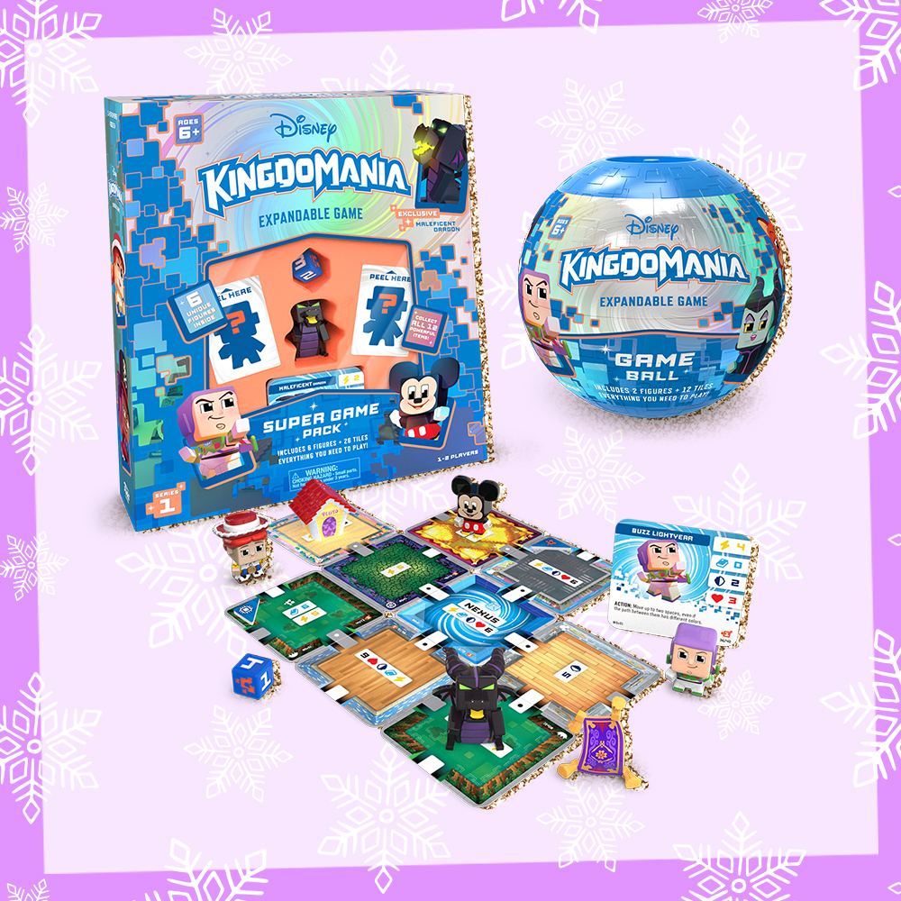Prize graphic featuring the items included in the Disney Kingdomania Game Bundle Prize Pack. Fully detailed rules, entry form, & prize info detailed below this image.