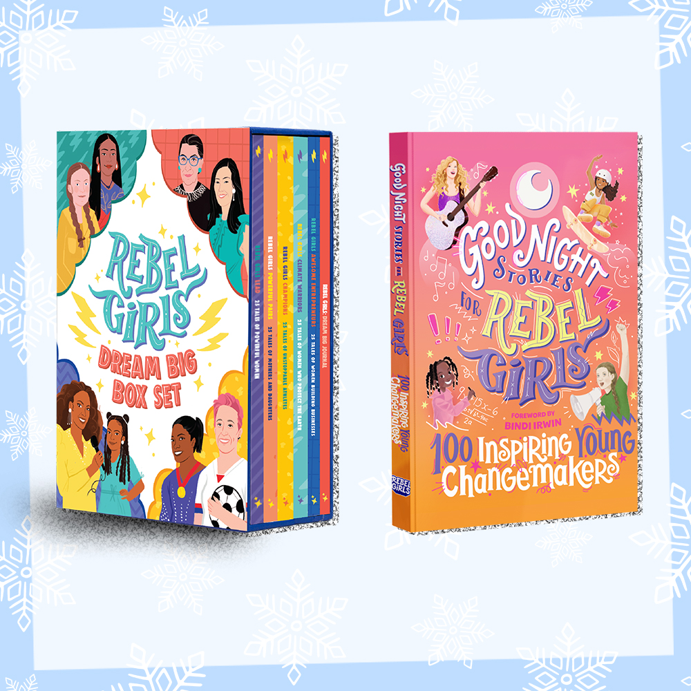 Prize graphic featuring the Rebel Girls Dream Big Book Collection. Fully detailed rules, entry form, & prize info detailed below this image.