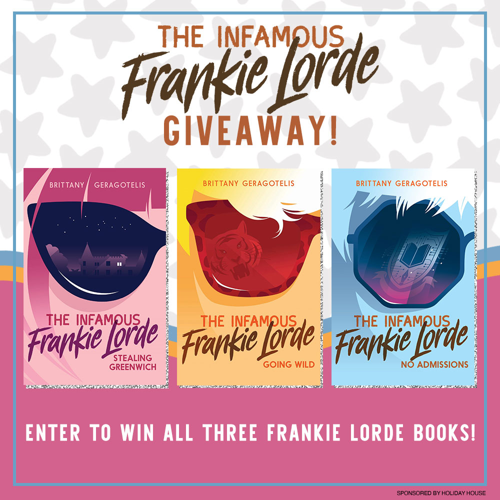 Prize graphic featuring all three books in our The Infamous Frankie Lorde Prize Pack. Fully detailed rules, entry form, & prize info detailed below this image.