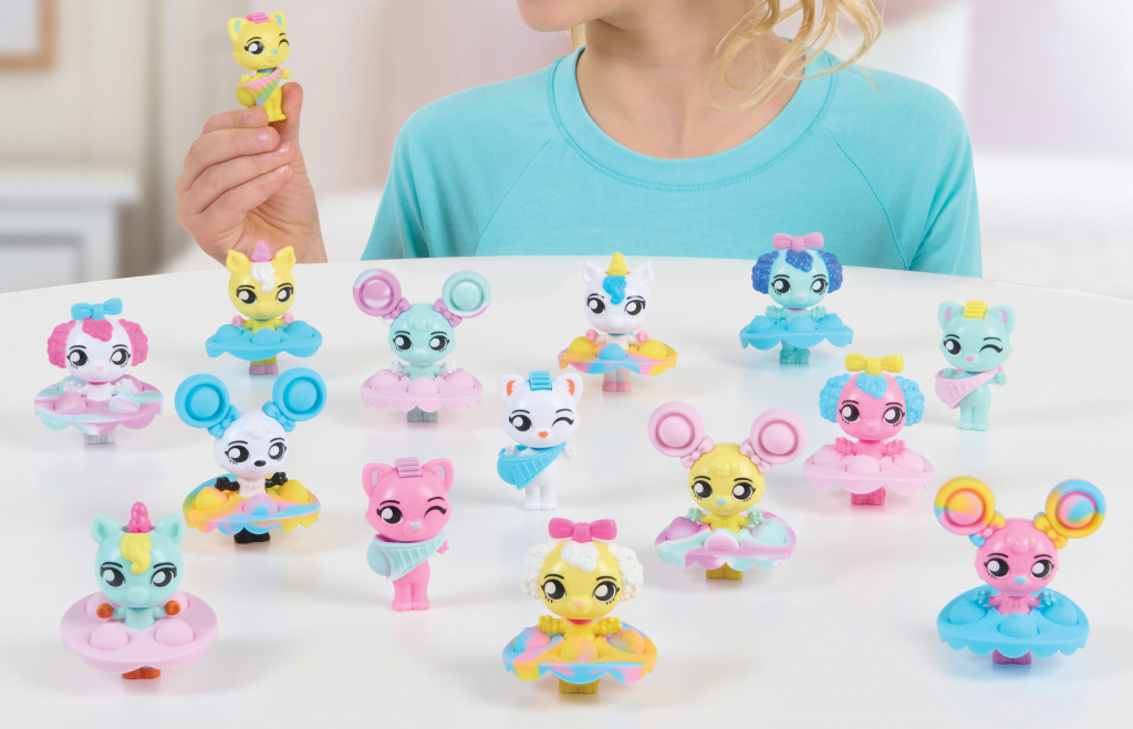 All 16 Fashion Fidgets pets lined up on a table