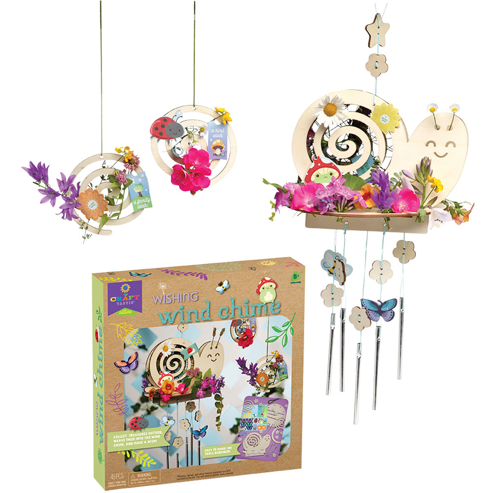 Craft-tastic Wishing Wind Chimes box and completed wind chime projects