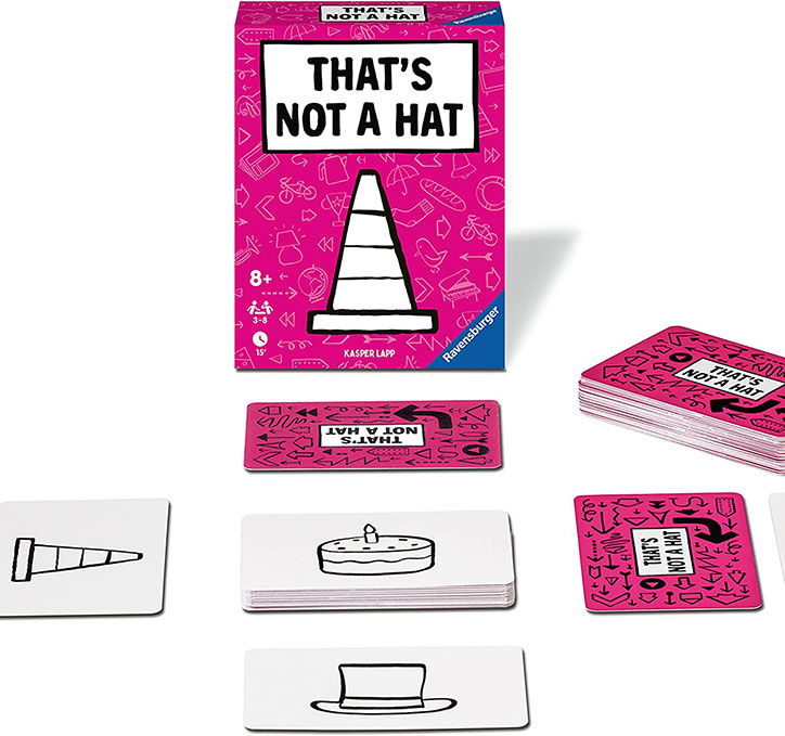 Product photo for That's Not a Hat Card Game with the game box and cards laid out as if the game is about to be played