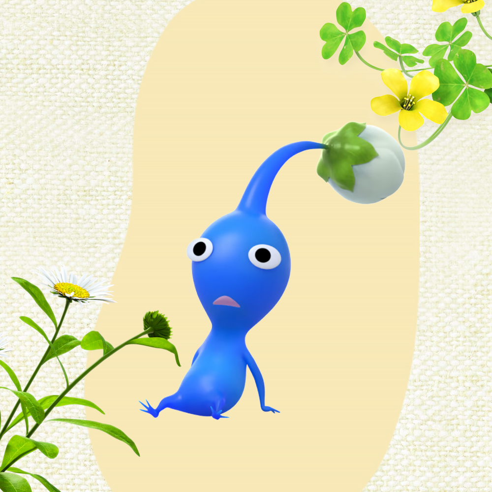 Blue Pikmin sitting down