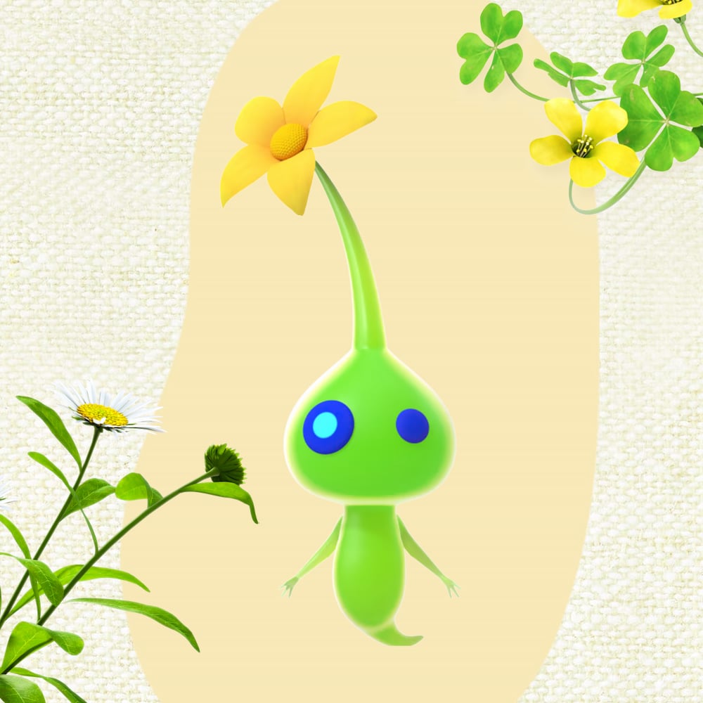 Glow Pikmin hovering facing the camera