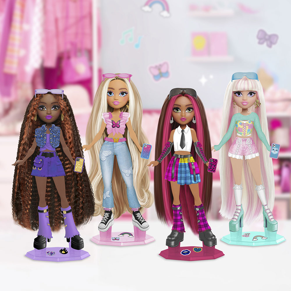 All four Style Bae dolls fully styled. From left to right: Harper, Dylan, Kenzie, and KiKi.
